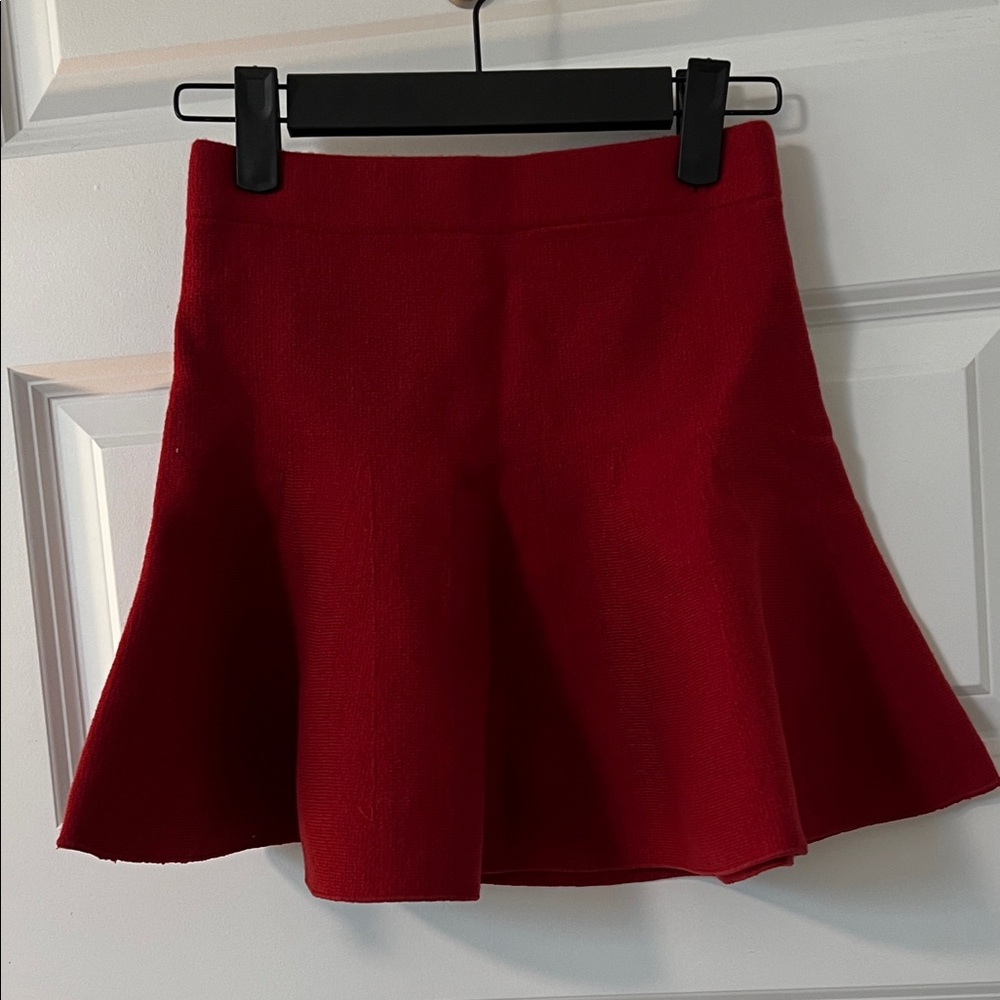 NWT Zara Red Flared Circle Skirt Burgundy - Size S but fits like XS - Picture 7 of 7